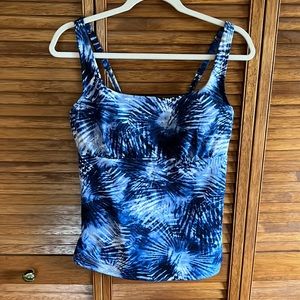 Blue Tie-Dye Women’s Tankini Swim Top